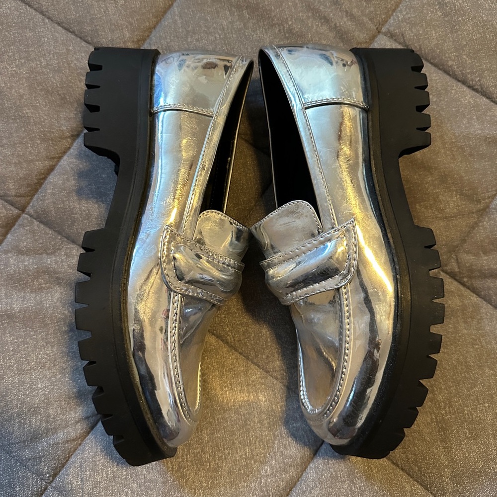 Nine West Silver Loafers